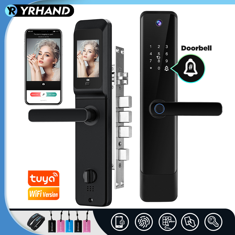 Smart Home Registration - Yrhand Tuya ประตูล็อคอัจฉริยะอิเล็กทรอนิกส์ดิจิตอล WiFi พร้อมกล้องไบโอเมตริกซ์ช่องมองลายนิ้วมือ6068ประตูล็อคอัจฉริยะ
