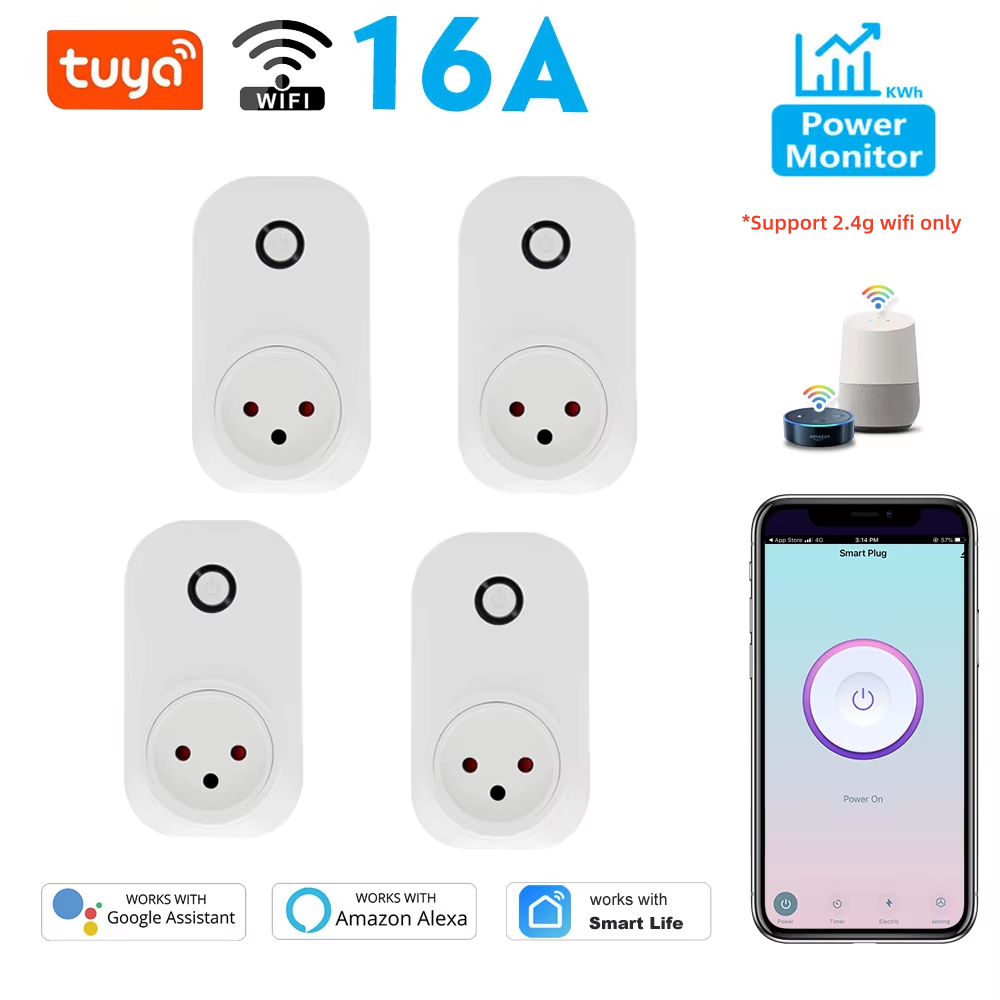 Smart Wall Socket - Tuya สมาร์ทซ็อกเก็ตอิสราเอลปลั๊ก 16A Power Monitor สวิตช์ไฟ