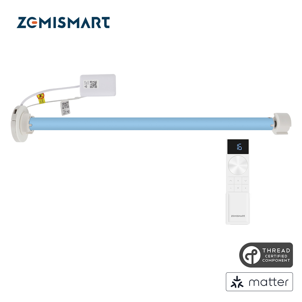 Smart Home Group - มอเตอร์ม่านม้วนแบบชาร์จไฟได้ Zemismart Matter Thread สำหรับท่อขนาด 20