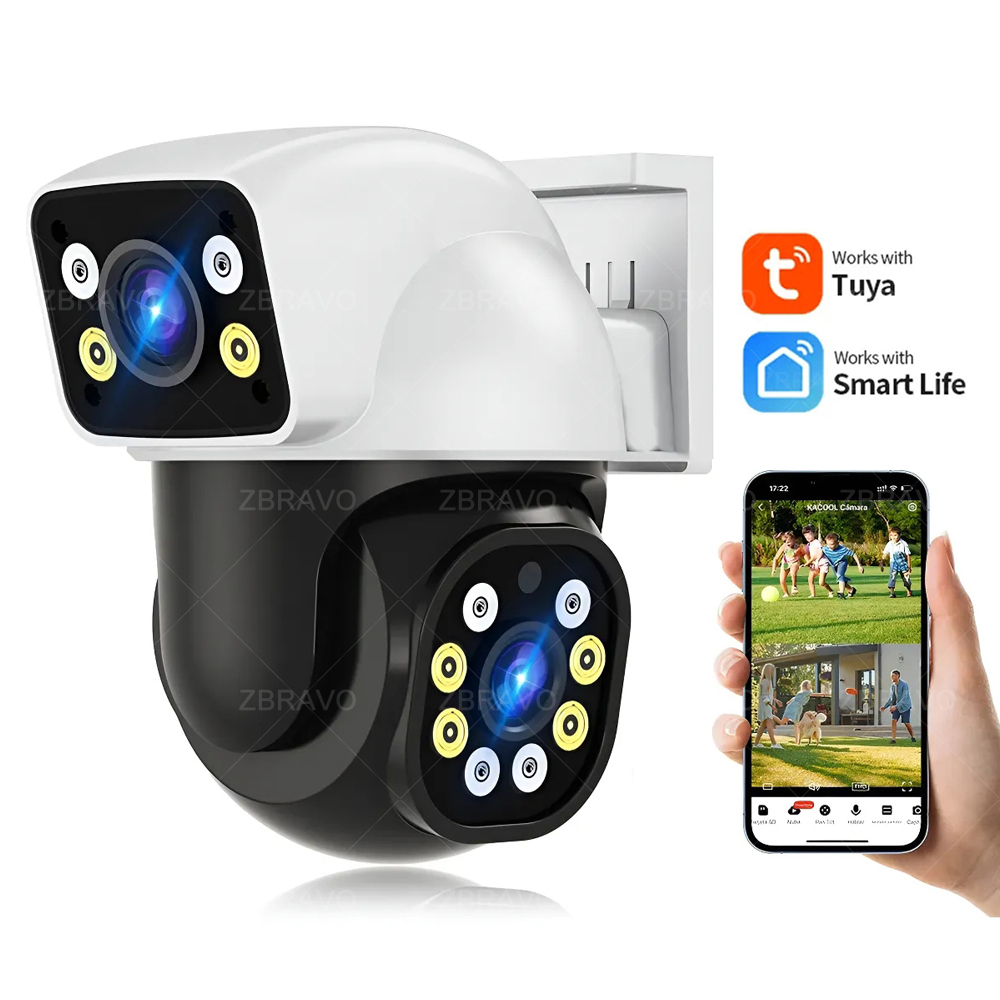 Smart Home Outdoor Camera - สมาร์ทไลฟ์ 8MP WiFi Tuya กล้องกลางแจ้งมินิไอพีหน้าจอคู่ 4MP