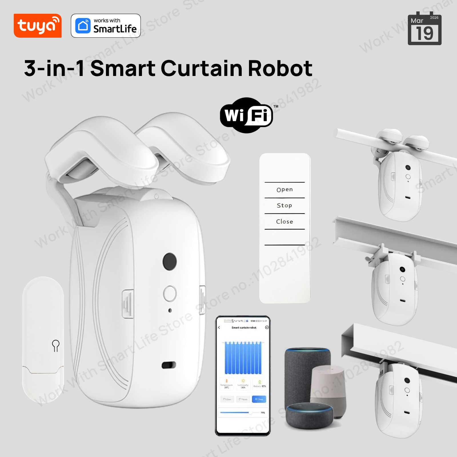 Smart Home Registration - 1/2 ชิ้น หุ่นยนต์ม่านอัจฉริยะ Tuya Smart WiFi