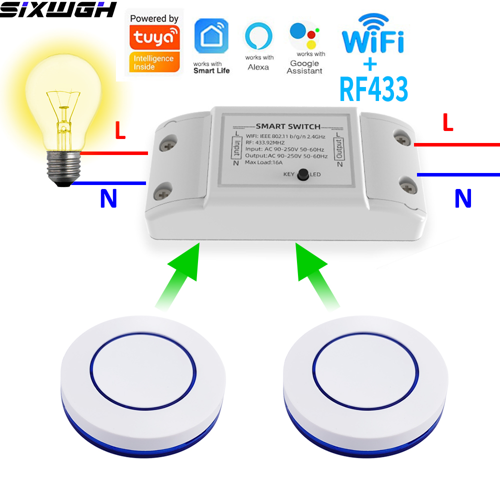 Smart Light Switch - 16A WiFi Tuya สวิตช์อัจฉริยะรีโมทคอนโทรลไร้สายสวิตช์ตั้งเวลาใช้งานร่วมกับแอพสมาร์ทไลฟ์ อเล็กซา กูเกิล
