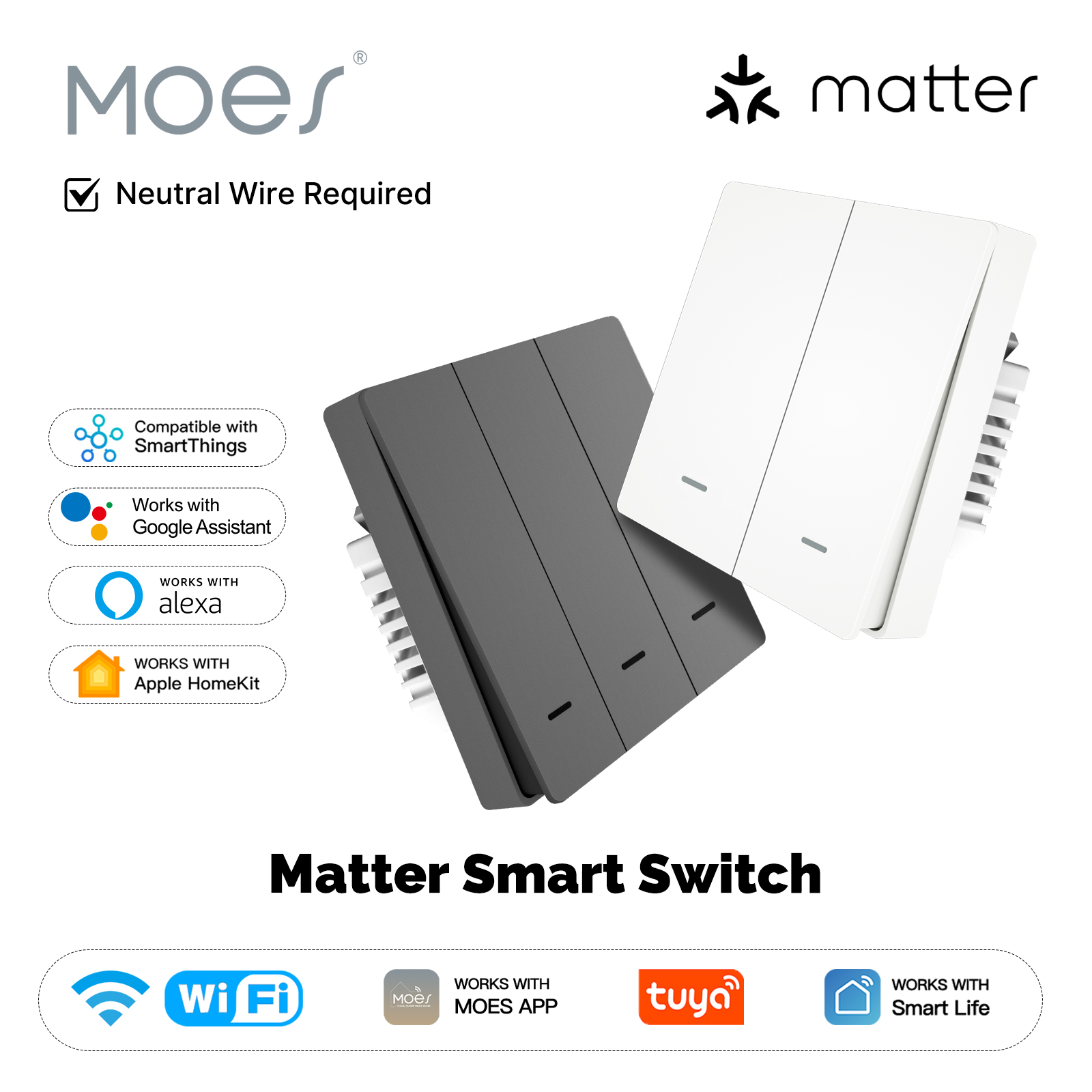 Smart Home Group - MOES Matter Tuya WiFi สมาร์ทปุ่มสวิทช์ EU