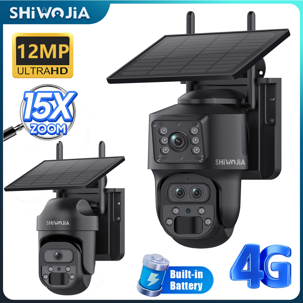 Smart Home Outdoor Camera - SHIWOJIA 15X ZOOM กล้องพลังงานแสงอาทิตย์ 4G 12MP