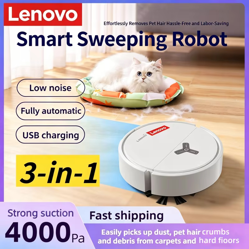 Smart Home Appliances - เลอโนโว หุ่นยนต์ดูดฝุ่นอัจฉริยะ 3-in-1 กำลังดูด 4000Pa สำหรับพรม