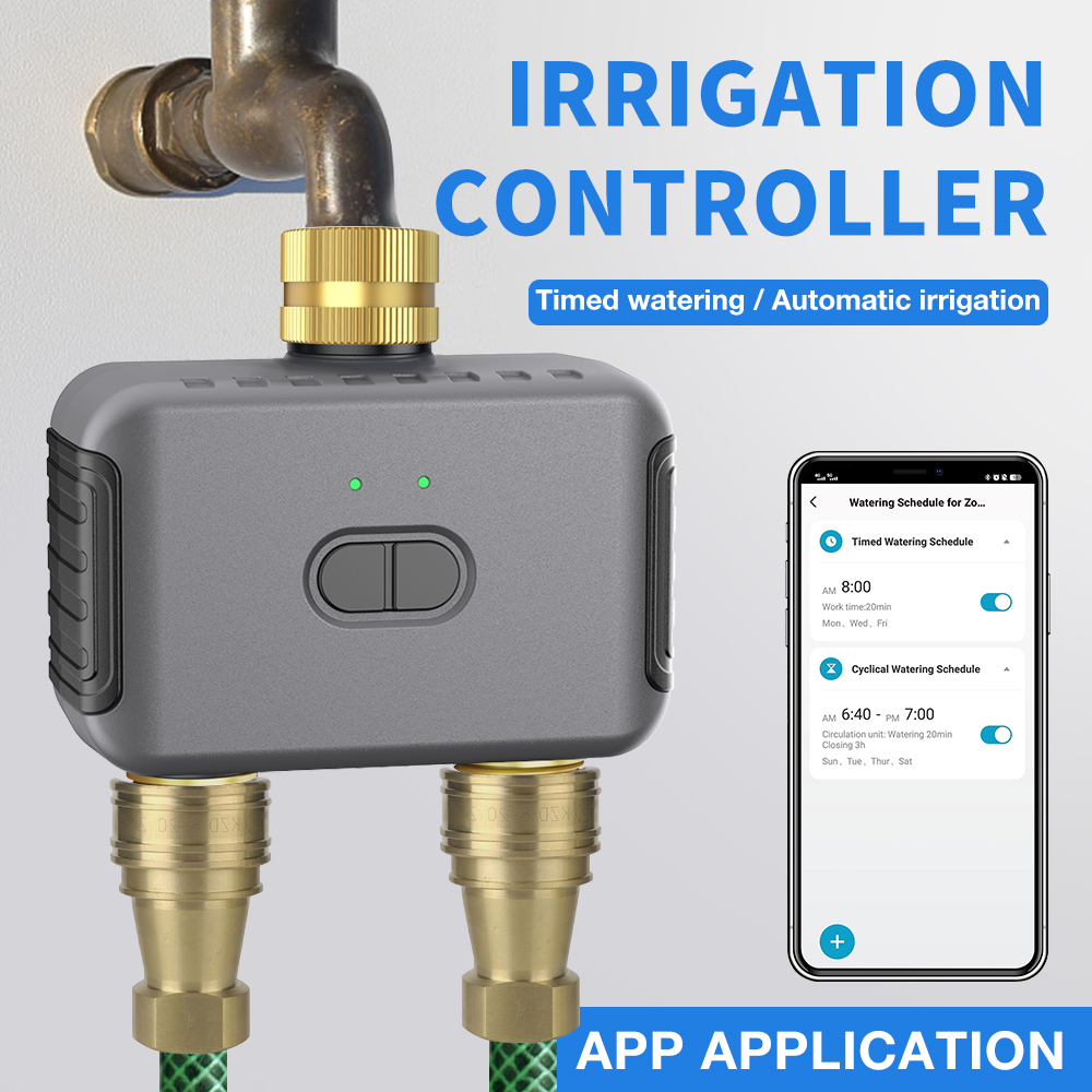 Smart Home Appliances - Tuya 2 โซนรดน้ําจับเวลาสวนชลประทานอัตโนมัติ Controller ระบบรดน้ําหยด Sprinkler