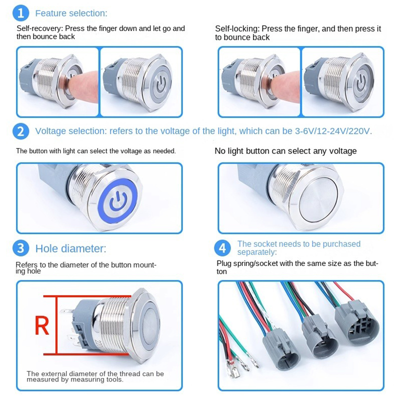 12/16/19/22มม. สวิทช์ปุ่มกดโลห - Smart Light Switch บทวิจารณ์และราคา