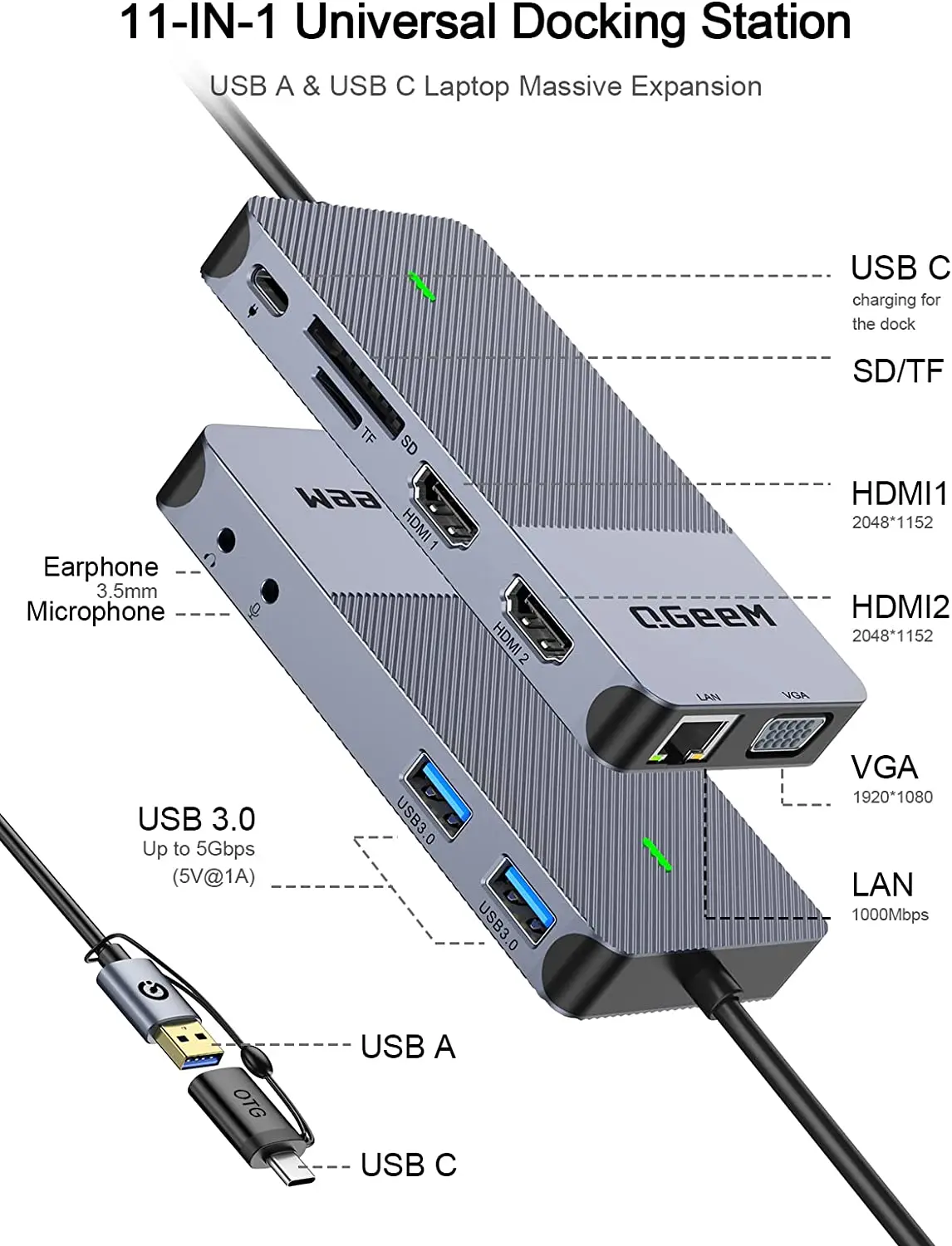 QGeeM USB 3.0 Docking Station, - Smart Home Hub 2 บทวิจารณ์และราคา