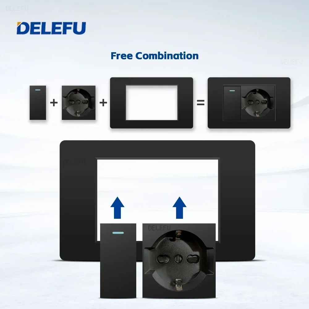 ปลั๊กไฟติดผนัง DELEFU สีดำ ป้อ - Smart Wall Socket บทวิจารณ์และราคา
