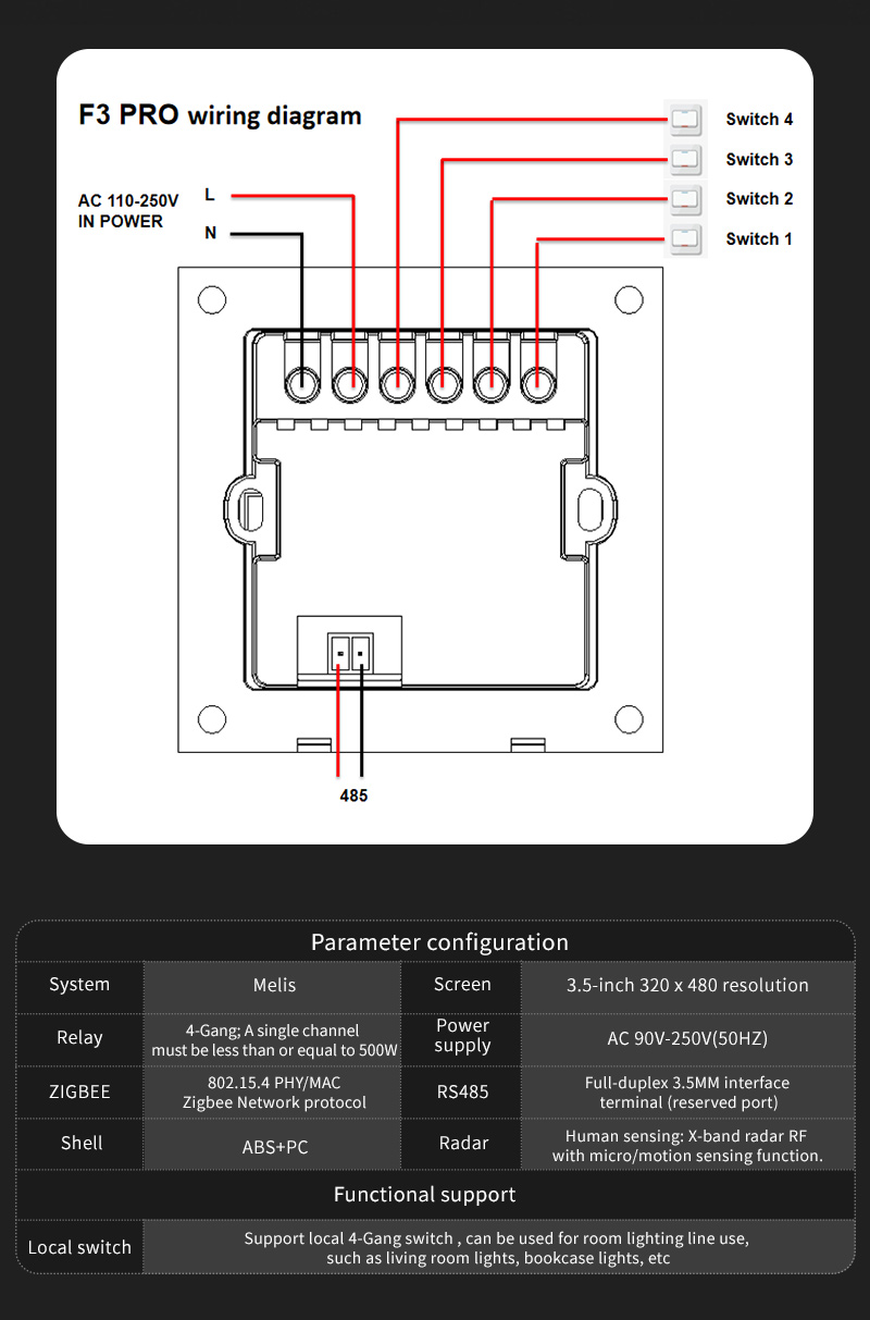 สวิตช์อัจฉริยะ F3 Pro หน้าจอสั - Smart Home Appliances บทวิจารณ์และราคา